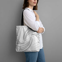 White Sunday Lotu Tamaiti Tote Bag Polynesian Wave Pastel Gray - Polynesian Pride