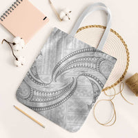 White Sunday Lotu Tamaiti Tote Bag Polynesian Wave Pastel Gray - Polynesian Pride