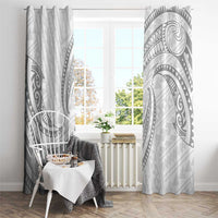 White Sunday Lotu Tamaiti Window Curtain Polynesian Wave Pastel Gray - Polynesian Pride