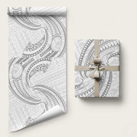 White Sunday Lotu Tamaiti Wrapping Paper Polynesian Wave Pastel Gray - Polynesian Pride