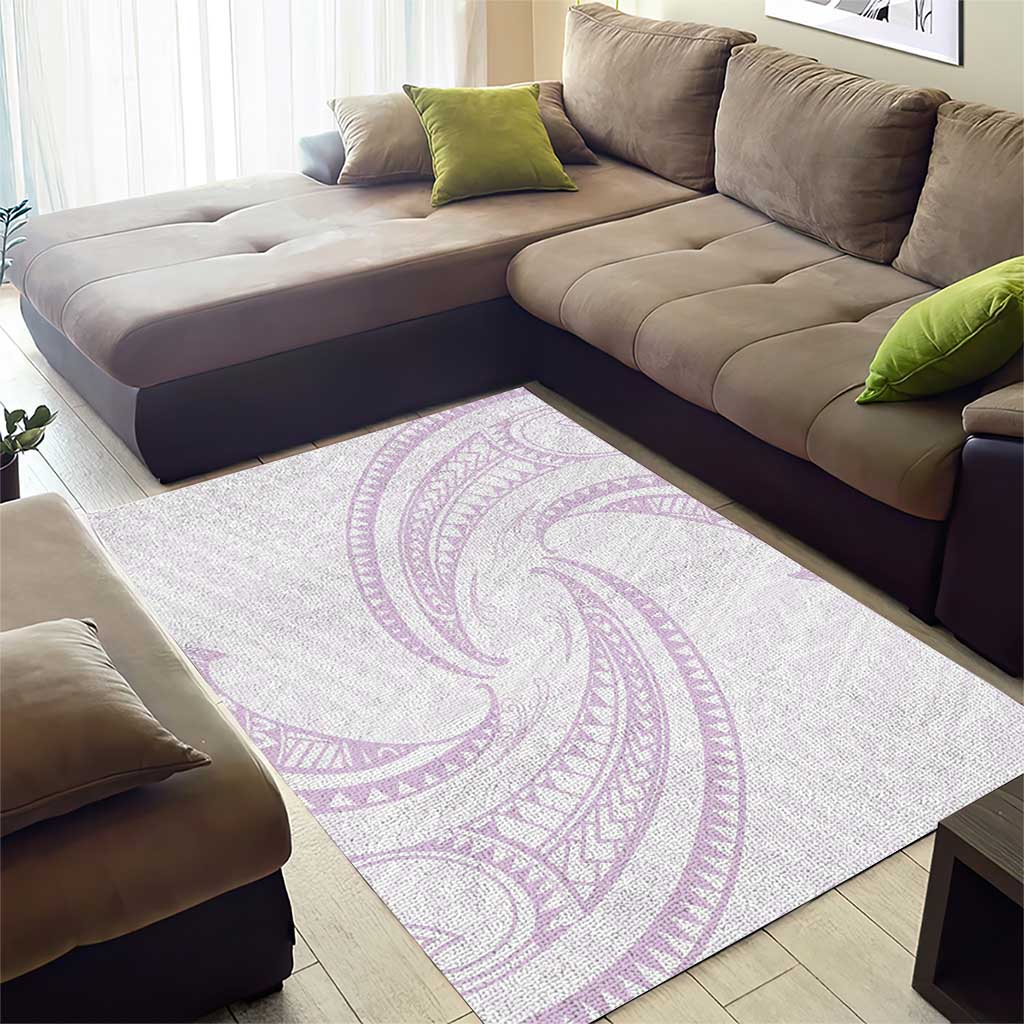 White Sunday Lotu Tamaiti Area Rug Polynesian Wave Pastel Mauve - Polynesian Pride