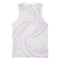 White Sunday Lotu Tamaiti Basketball Jersey Polynesian Wave Pastel Mauve - Polynesian Pride
