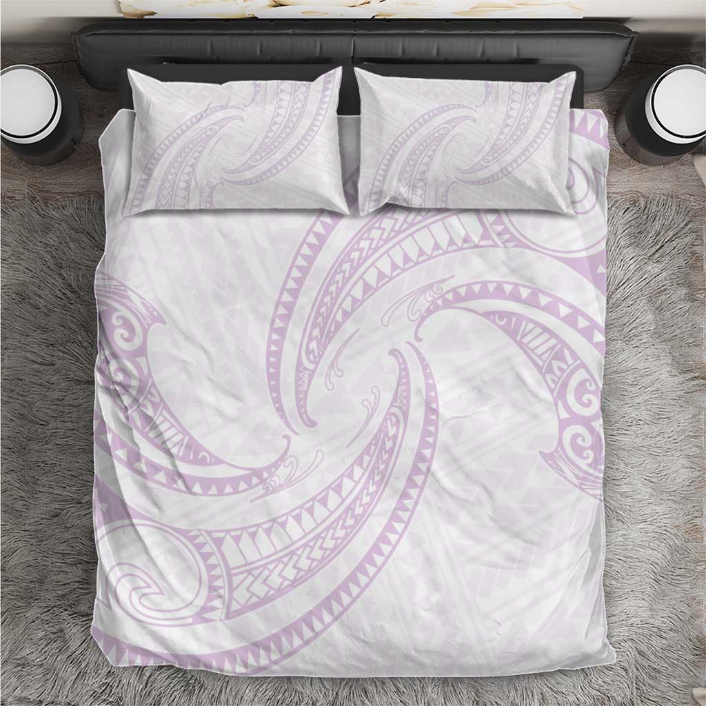 White Sunday Lotu Tamaiti Bedding Set Polynesian Wave Pastel Mauve - Polynesian Pride