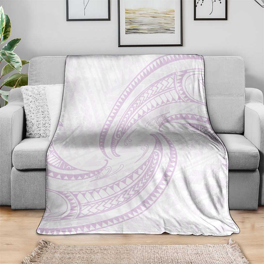 White Sunday Lotu Tamaiti Blanket Polynesian Wave Pastel Mauve - Polynesian Pride