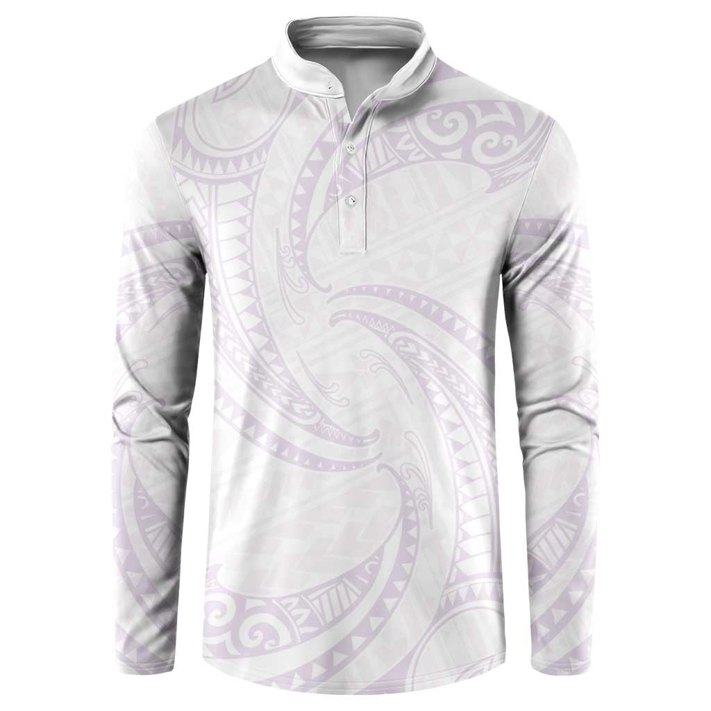 White Sunday Lotu Tamaiti Button Sweatshirt Polynesian Wave Pastel Mauve - Polynesian Pride
