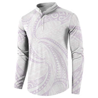 White Sunday Lotu Tamaiti Button Sweatshirt Polynesian Wave Pastel Mauve - Polynesian Pride