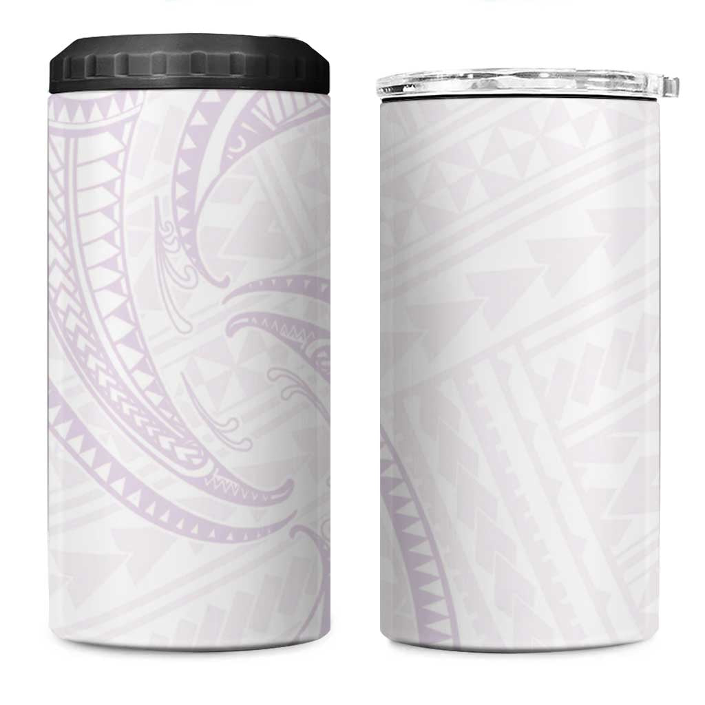 White Sunday Lotu Tamaiti 4 in 1 Can Cooler Tumbler Polynesian Wave Pastel Mauve - Polynesian Pride