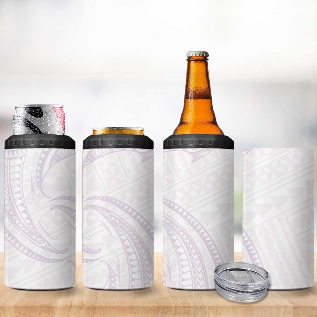 White Sunday Lotu Tamaiti 4 in 1 Can Cooler Tumbler Polynesian Wave Pastel Mauve - Polynesian Pride