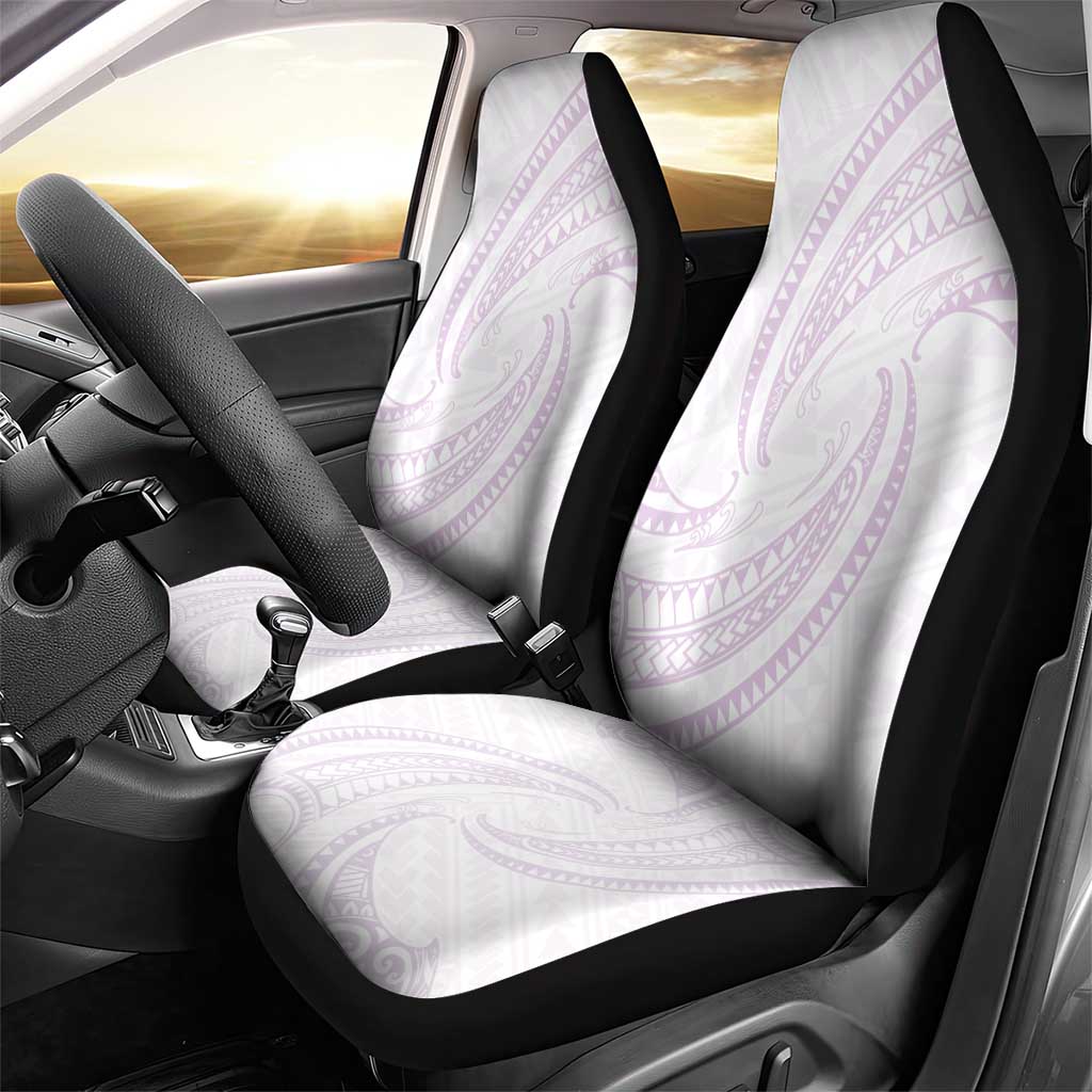 White Sunday Lotu Tamaiti Car Seat Cover Polynesian Wave Pastel Mauve - Polynesian Pride