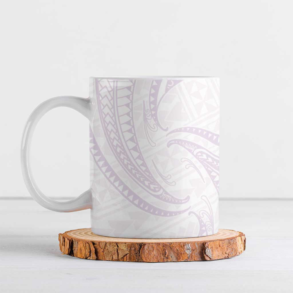 White Sunday Lotu Tamaiti Ceramic Mug Polynesian Wave Pastel Mauve - Polynesian Pride