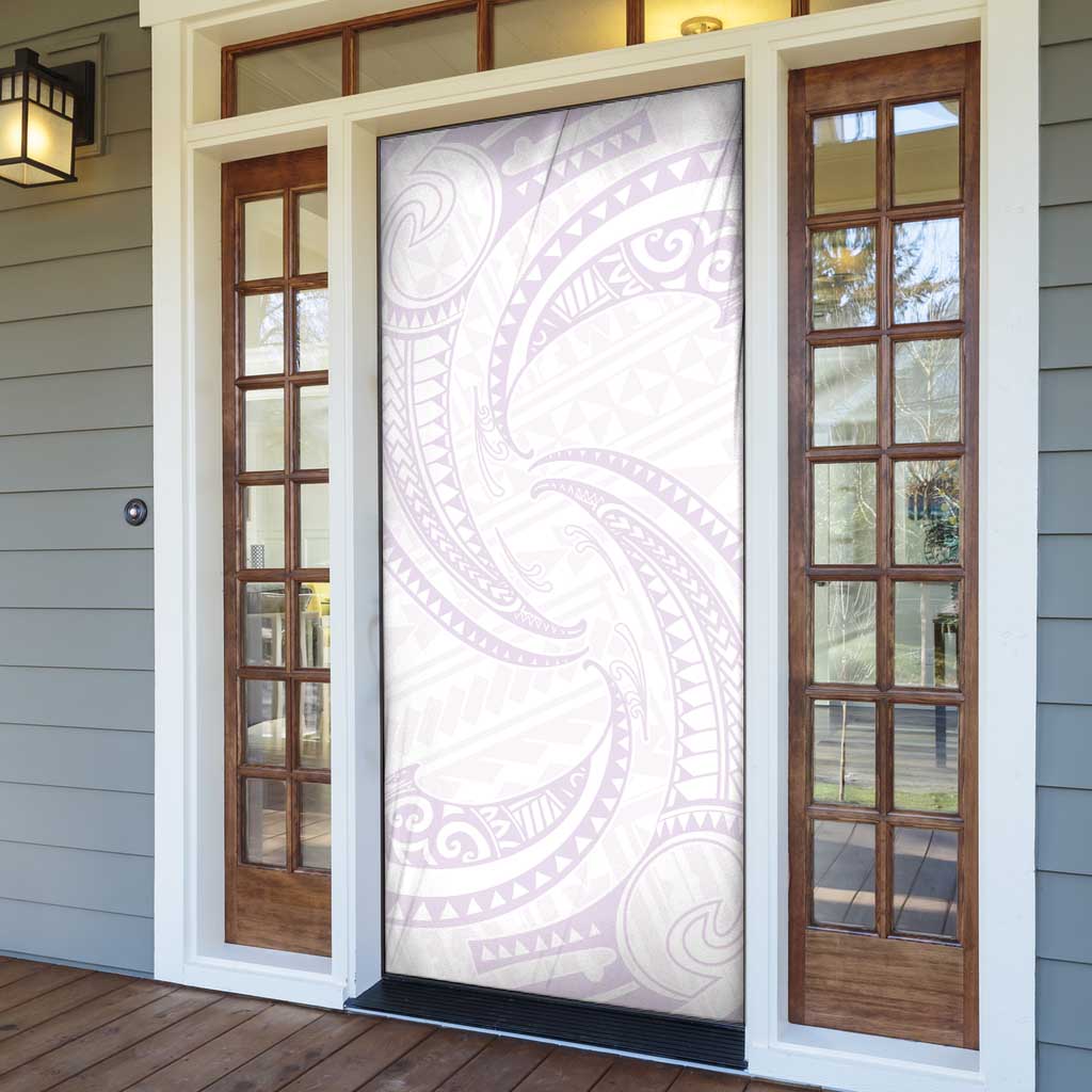 White Sunday Lotu Tamaiti Door Cover Polynesian Wave Pastel Mauve - Polynesian Pride