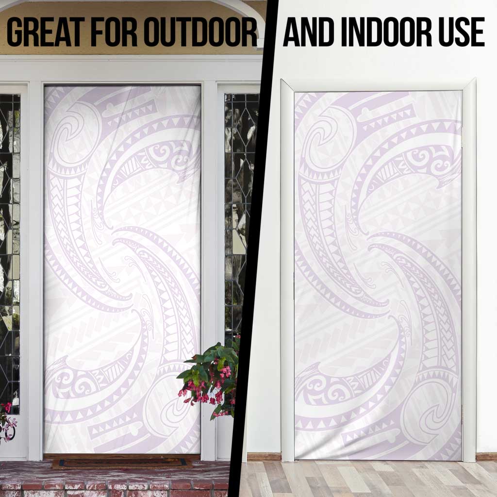 White Sunday Lotu Tamaiti Door Cover Polynesian Wave Pastel Mauve - Polynesian Pride