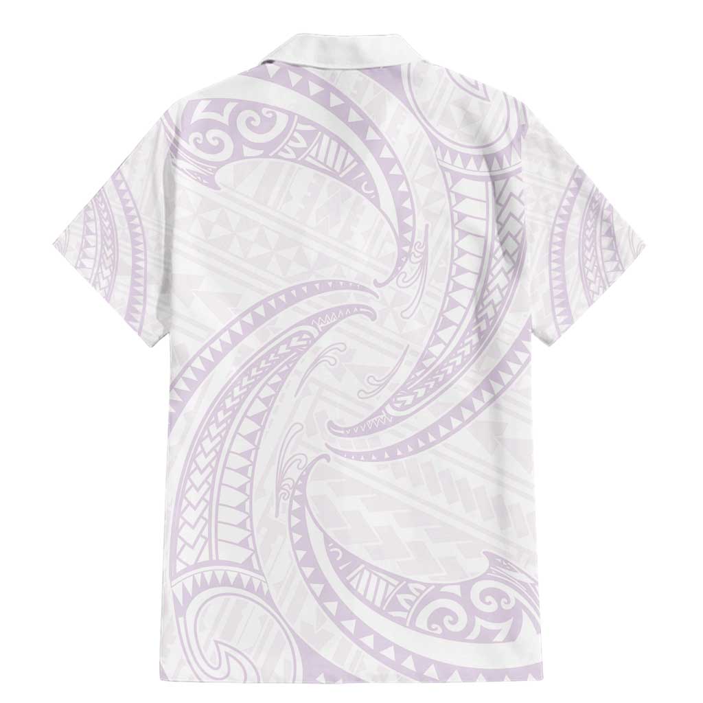 White Sunday Lotu Tamaiti Family Matching Mermaid Dress and Hawaiian Shirt Polynesian Wave Pastel Mauve - Polynesian Pride