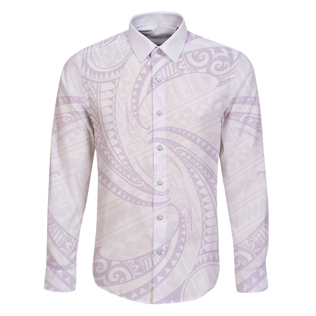 White Sunday Lotu Tamaiti Family Matching Puletasi and Hawaiian Shirt Polynesian Wave Pastel Mauve - Polynesian Pride