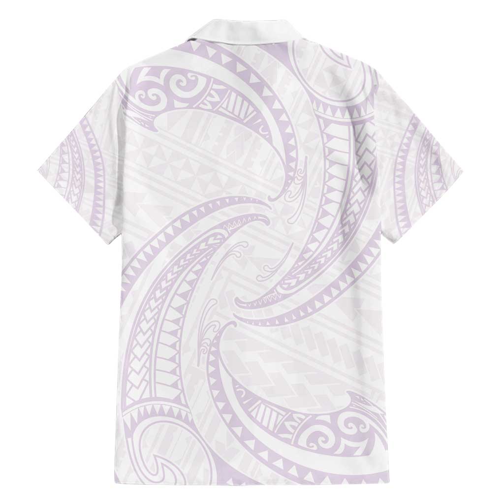 White Sunday Lotu Tamaiti Family Matching Short Sleeve Bodycon Dress and Hawaiian Shirt Polynesian Wave Pastel Mauve - Polynesian Pride