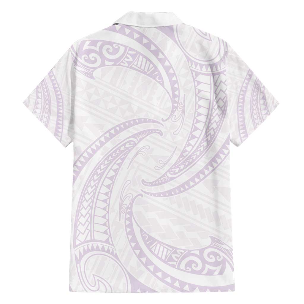White Sunday Lotu Tamaiti Family Matching Summer Maxi Dress and Hawaiian Shirt Polynesian Wave Pastel Mauve - Polynesian Pride
