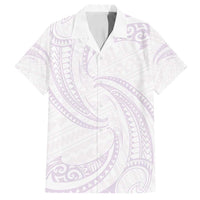 White Sunday Lotu Tamaiti Family Matching Tank Maxi Dress and Hawaiian Shirt Polynesian Wave Pastel Mauve - Polynesian Pride