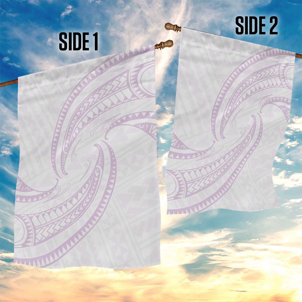 White Sunday Lotu Tamaiti Garden Flag Polynesian Wave Pastel Mauve - Polynesian Pride