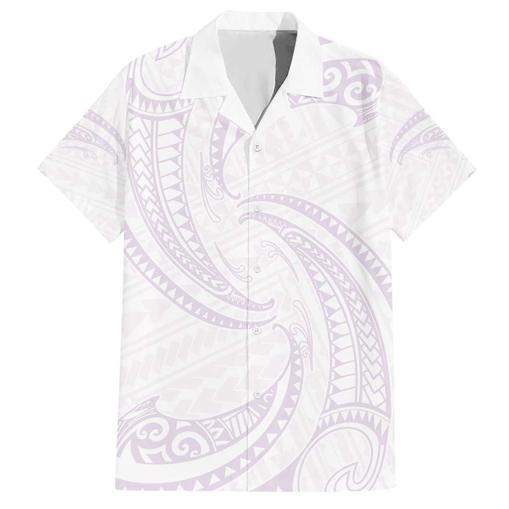 White Sunday Lotu Tamaiti Hawaiian Shirt Polynesian Wave Pastel Mauve - Polynesian Pride