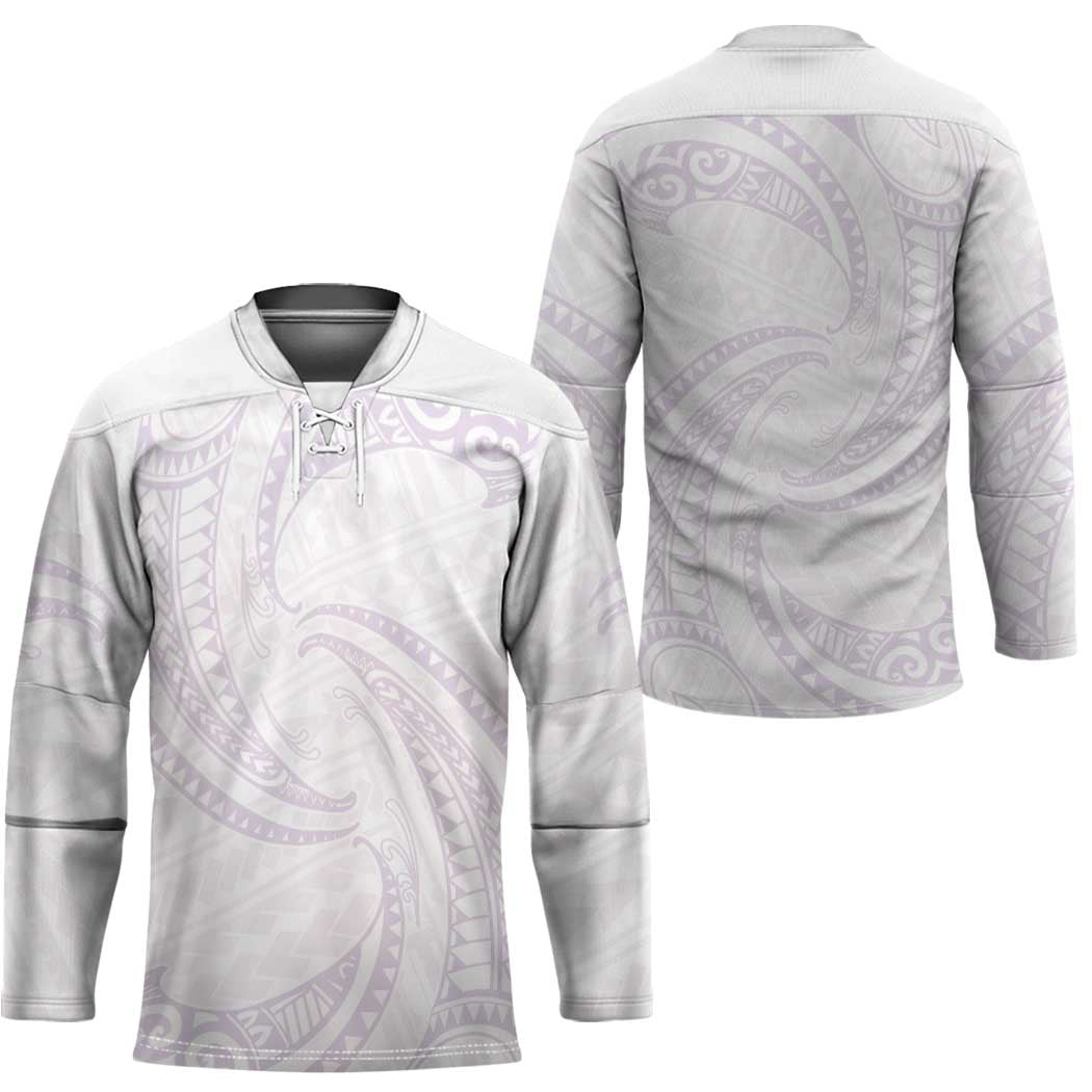 White Sunday Lotu Tamaiti Hockey Jersey Polynesian Wave Pastel Mauve - Polynesian Pride