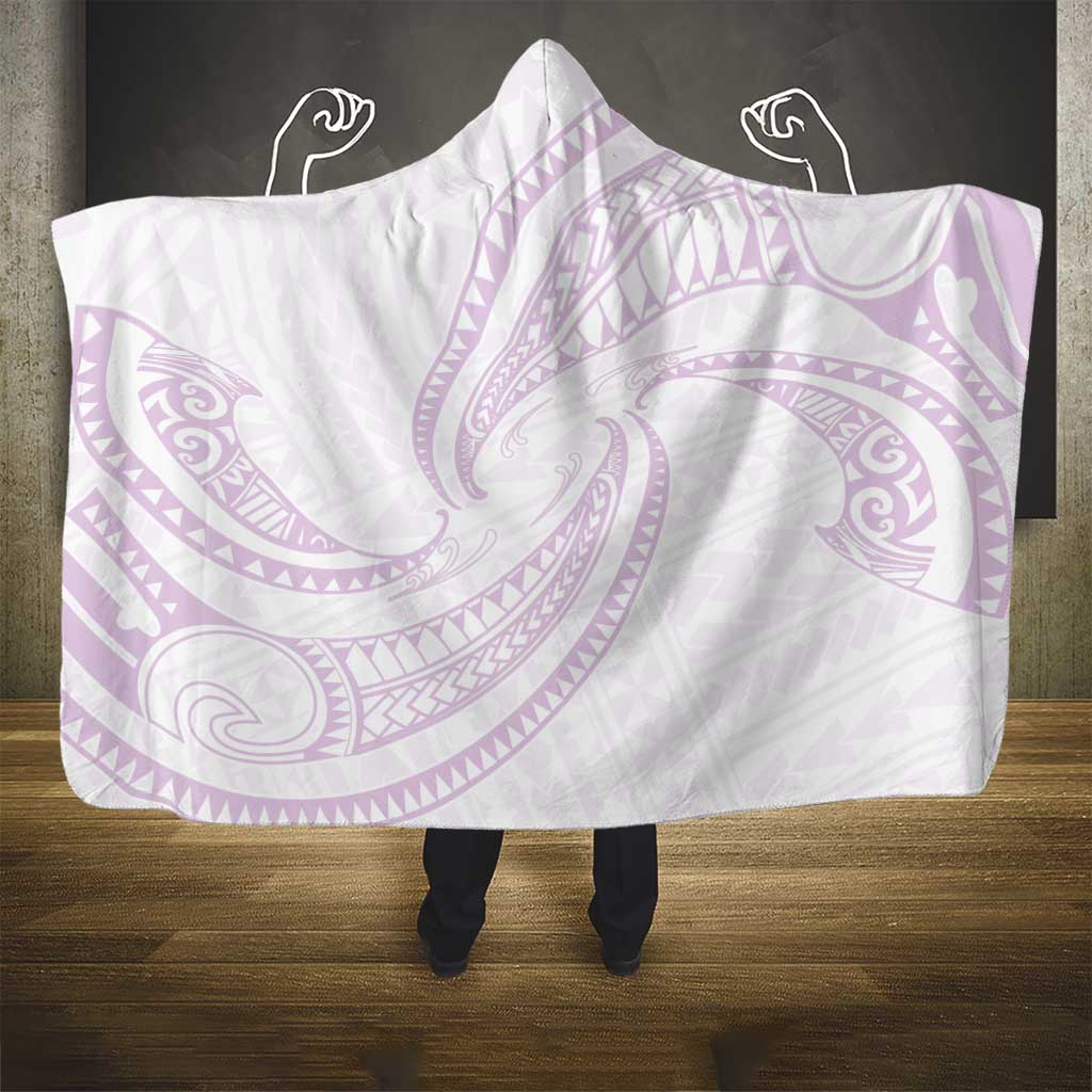 White Sunday Lotu Tamaiti Hooded Blanket Polynesian Wave Pastel Mauve - Polynesian Pride