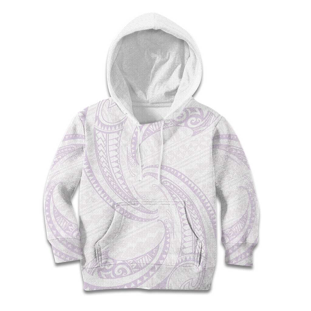 White Sunday Lotu Tamaiti Kid Hoodie Polynesian Wave Pastel Mauve - Polynesian Pride