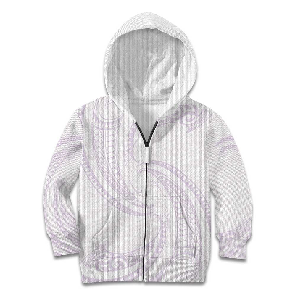 White Sunday Lotu Tamaiti Kid Hoodie Polynesian Wave Pastel Mauve - Polynesian Pride
