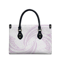 White Sunday Lotu Tamaiti Leather Bag Polynesian Wave Pastel Mauve - Polynesian Pride