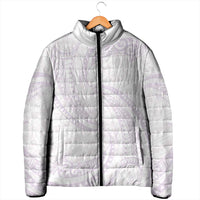 White Sunday Lotu Tamaiti Padded Jacket Polynesian Wave Pastel Mauve - Polynesian Pride