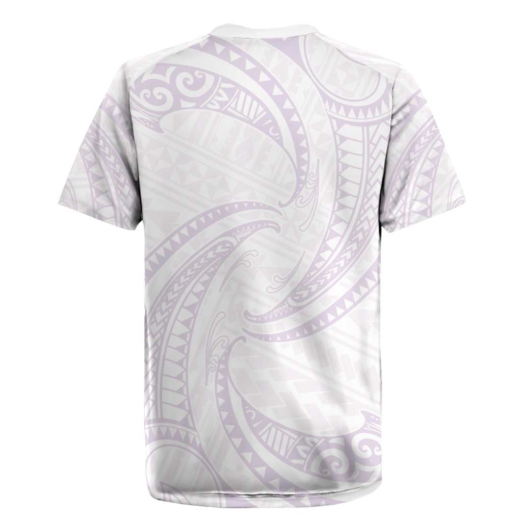White Sunday Lotu Tamaiti Rugby Jersey Polynesian Wave Pastel Mauve - Polynesian Pride