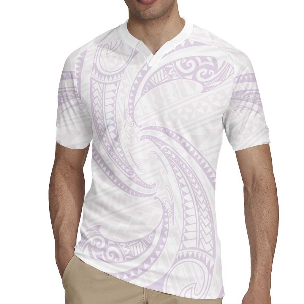 White Sunday Lotu Tamaiti Rugby Jersey Polynesian Wave Pastel Mauve - Polynesian Pride