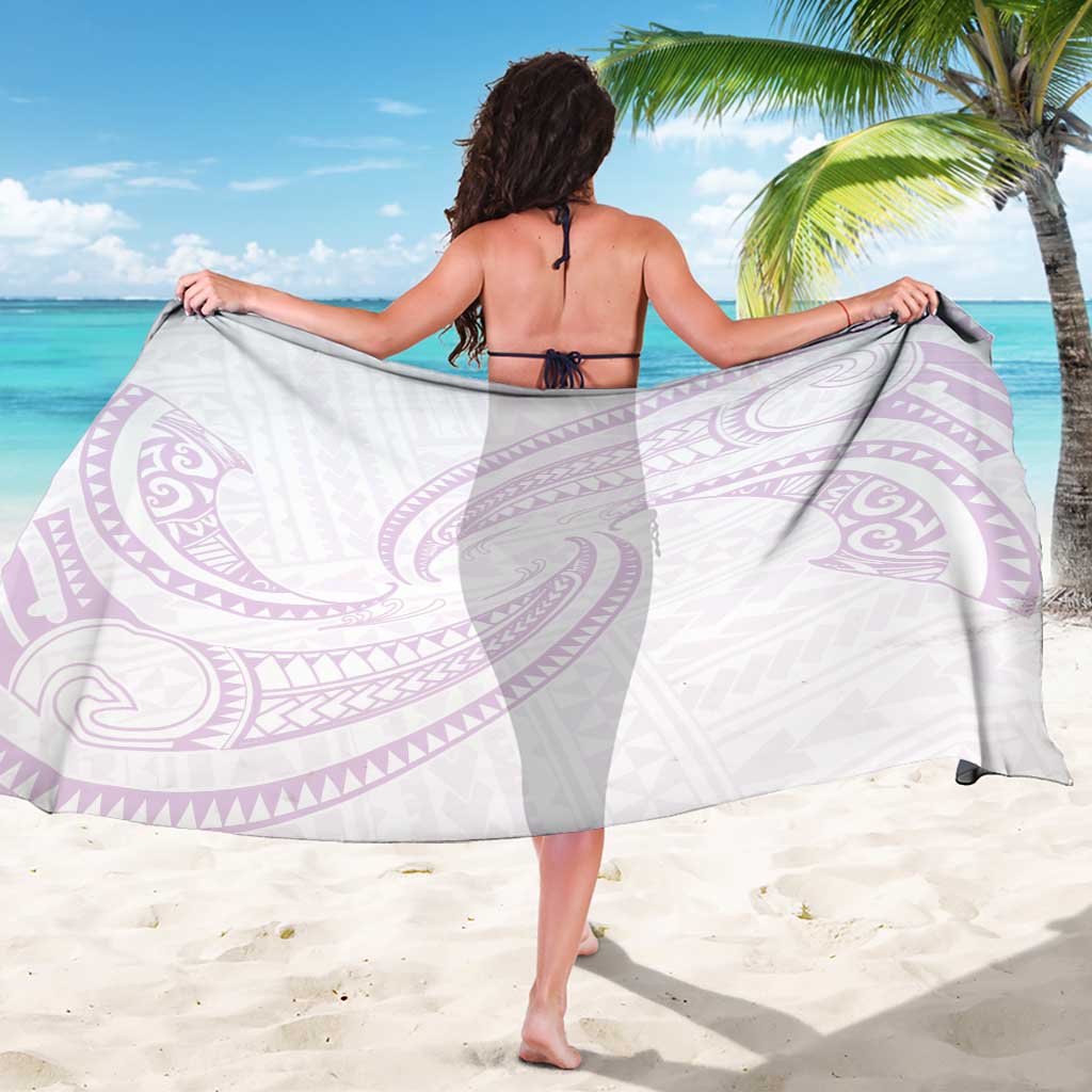 White Sunday Lotu Tamaiti Sarong Polynesian Wave Pastel Mauve - Polynesian Pride