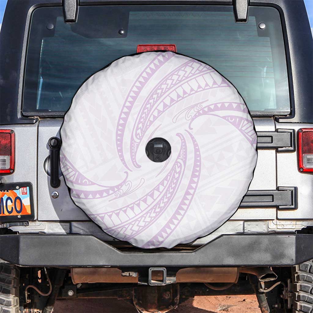 White Sunday Lotu Tamaiti Spare Tire Cover Polynesian Wave Pastel Mauve - Polynesian Pride