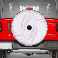 White Sunday Lotu Tamaiti Spare Tire Cover Polynesian Wave Pastel Mauve - Polynesian Pride