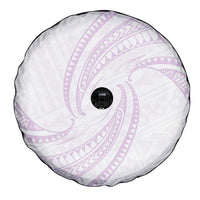 White Sunday Lotu Tamaiti Spare Tire Cover Polynesian Wave Pastel Mauve - Polynesian Pride