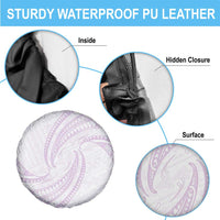 White Sunday Lotu Tamaiti Spare Tire Cover Polynesian Wave Pastel Mauve - Polynesian Pride