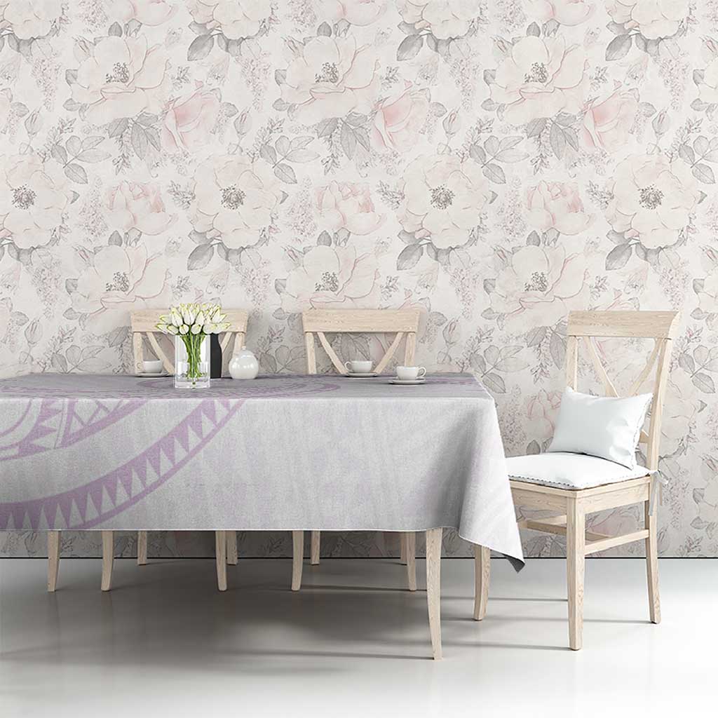 White Sunday Lotu Tamaiti Tablecloth Polynesian Wave Pastel Mauve - Polynesian Pride