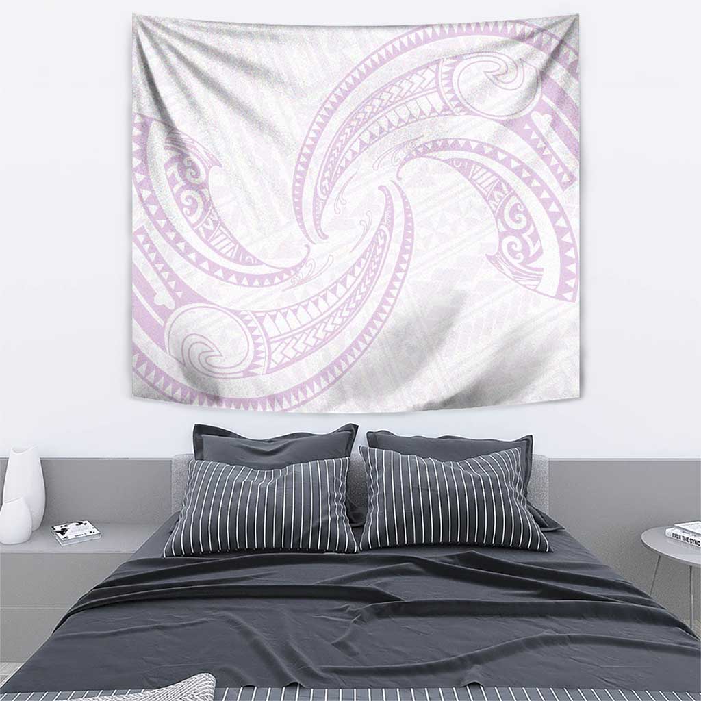 White Sunday Lotu Tamaiti Tapestry Polynesian Wave Pastel Mauve - Polynesian Pride