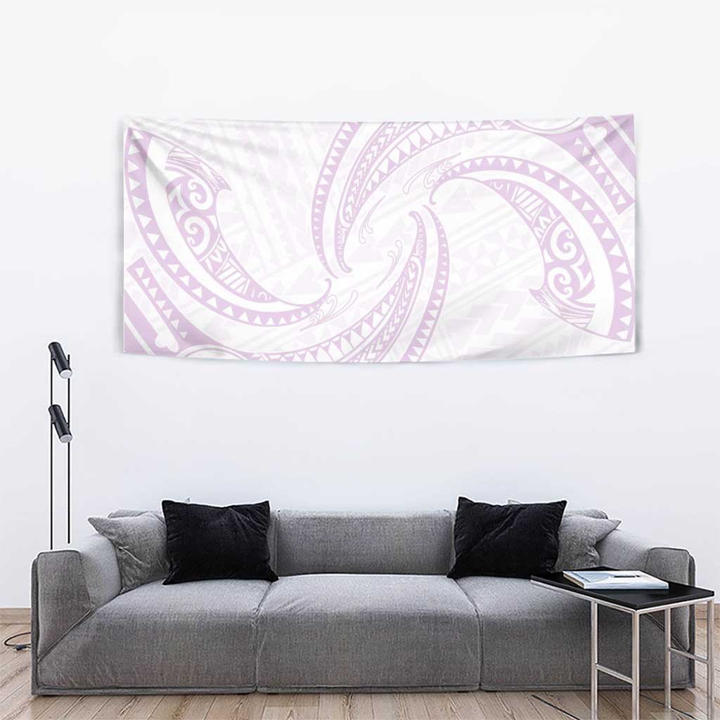 White Sunday Lotu Tamaiti Tapestry Polynesian Wave Pastel Mauve - Polynesian Pride