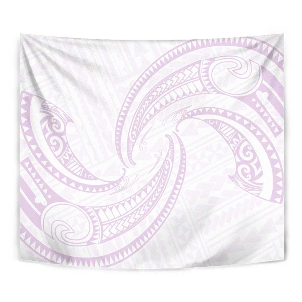 White Sunday Lotu Tamaiti Tapestry Polynesian Wave Pastel Mauve - Polynesian Pride