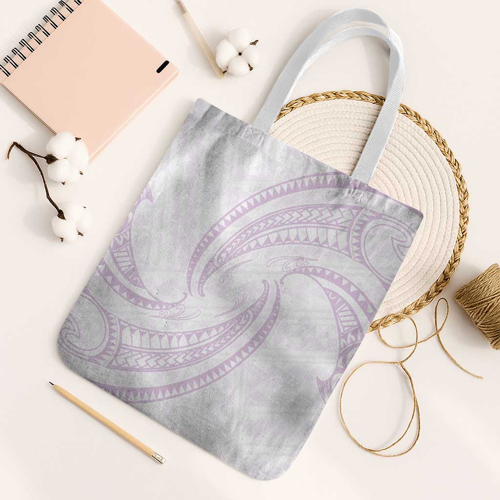 White Sunday Lotu Tamaiti Tote Bag Polynesian Wave Pastel Mauve - Polynesian Pride