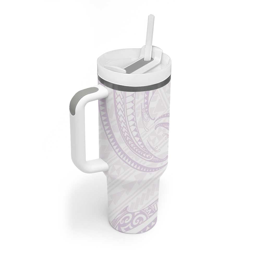 White Sunday Lotu Tamaiti Tumbler With Handle Polynesian Wave Pastel Mauve - Polynesian Pride