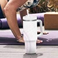 White Sunday Lotu Tamaiti Tumbler With Handle Polynesian Wave Pastel Mauve - Polynesian Pride