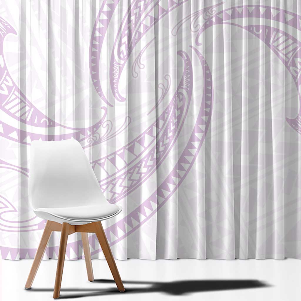 White Sunday Lotu Tamaiti Window Curtain Polynesian Wave Pastel Mauve - Polynesian Pride