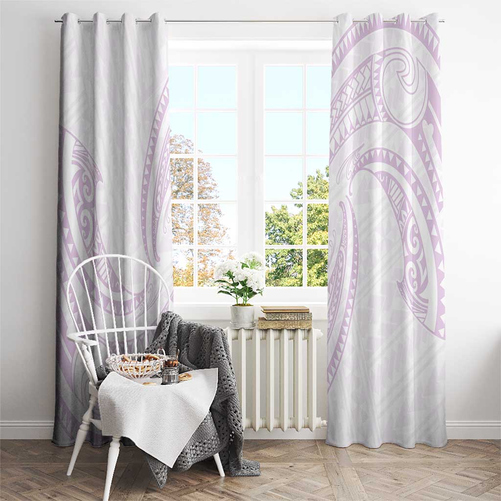 White Sunday Lotu Tamaiti Window Curtain Polynesian Wave Pastel Mauve - Polynesian Pride