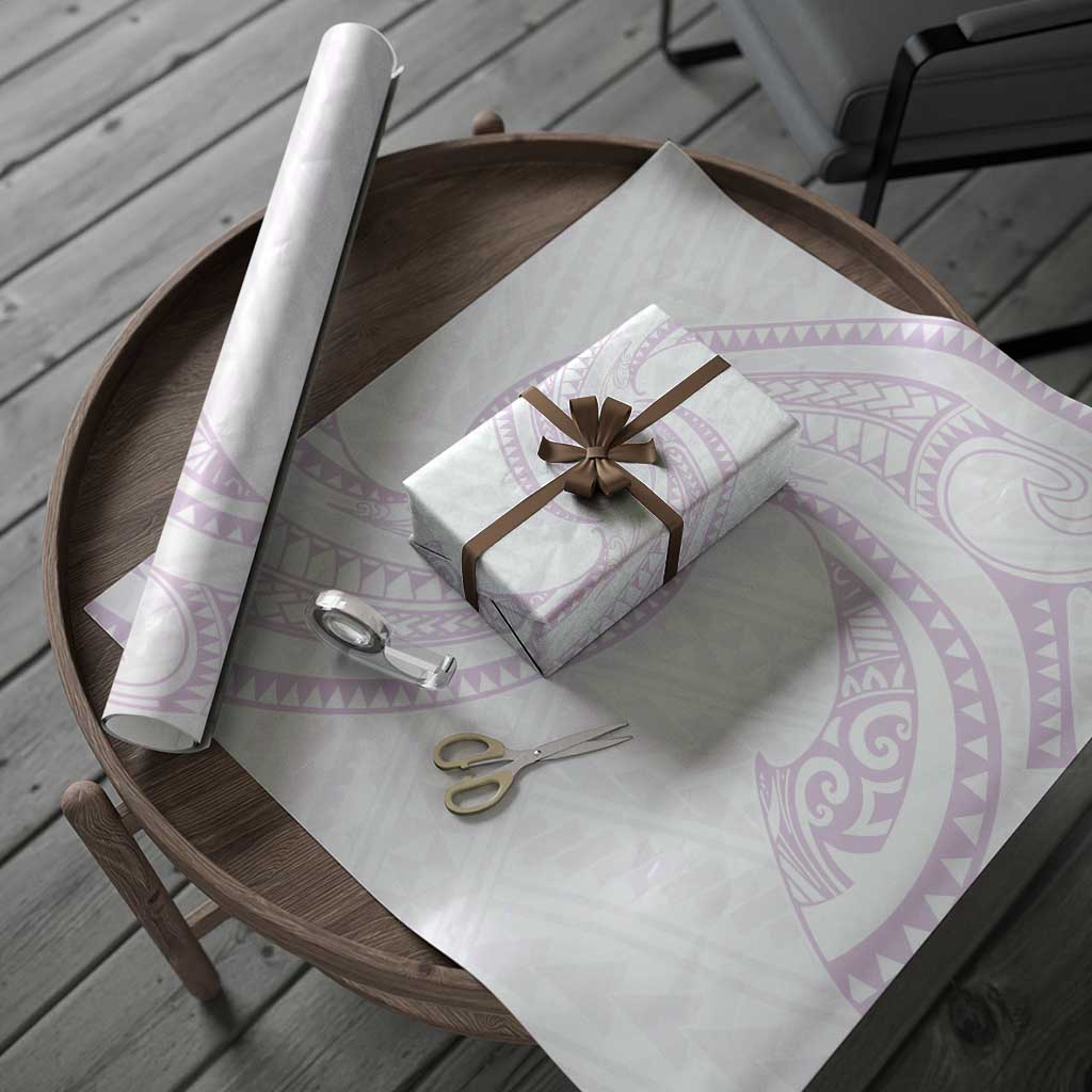White Sunday Lotu Tamaiti Wrapping Paper Polynesian Wave Pastel Mauve - Polynesian Pride