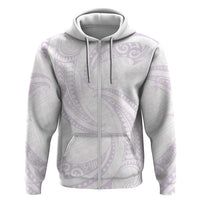 White Sunday Lotu Tamaiti Zip Hoodie Polynesian Wave Pastel Mauve - Polynesian Pride