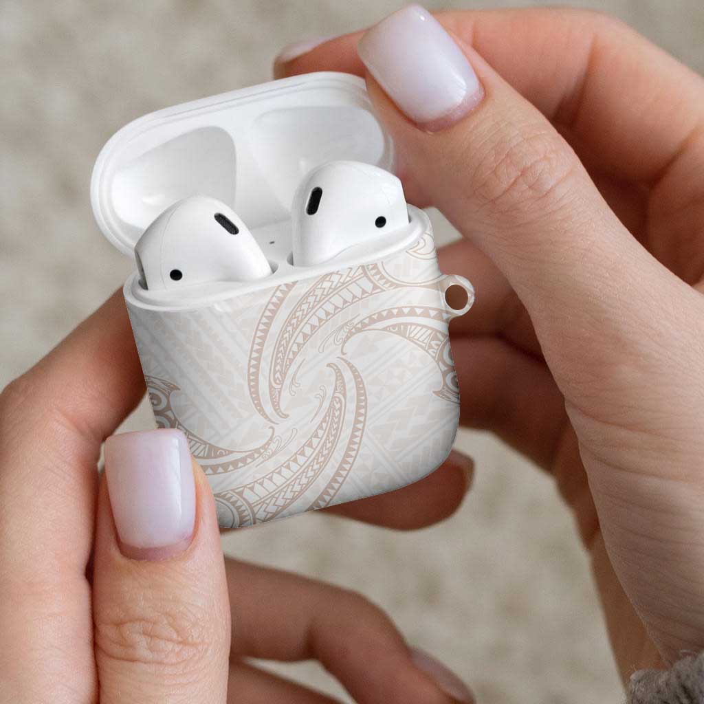 White Sunday Lotu Tamaiti AirPods Case Polynesian Wave Pastel Nude - Polynesian Pride
