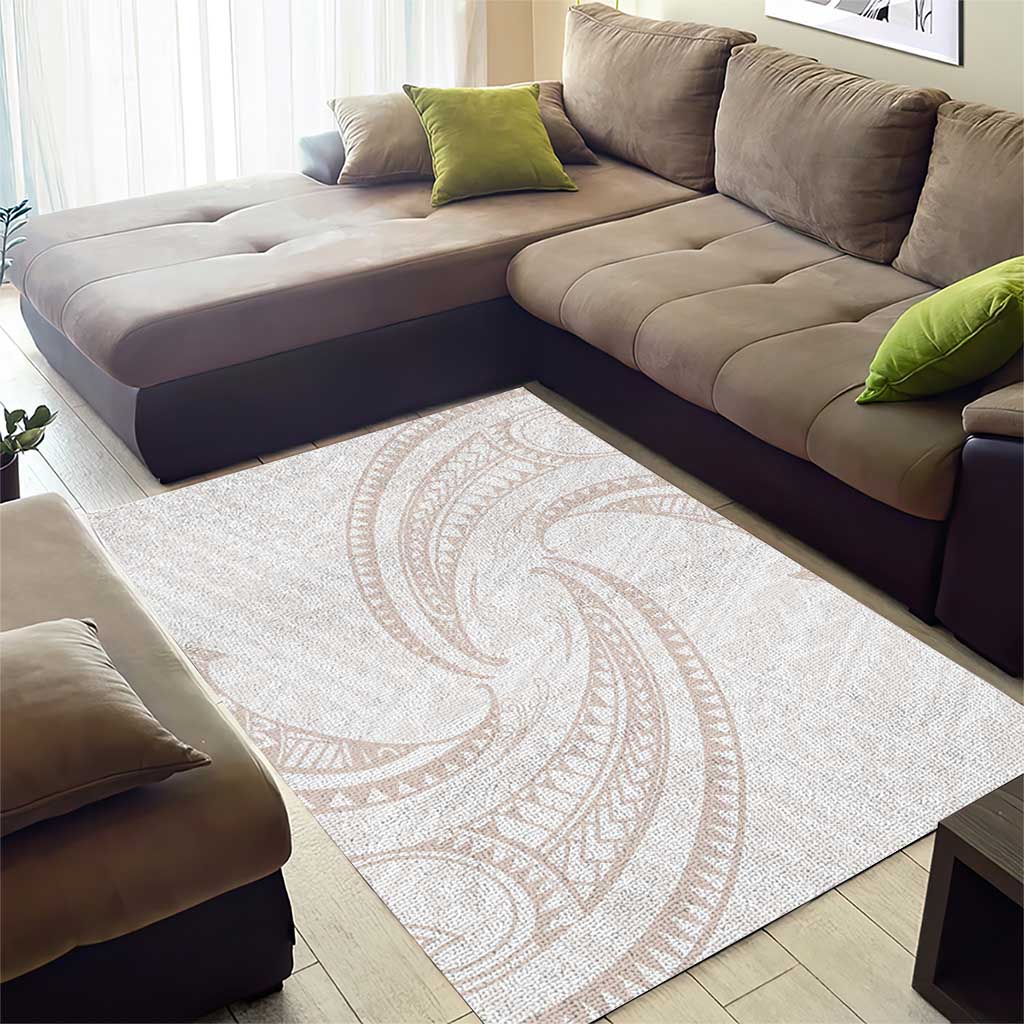 White Sunday Lotu Tamaiti Area Rug Polynesian Wave Pastel Nude - Polynesian Pride