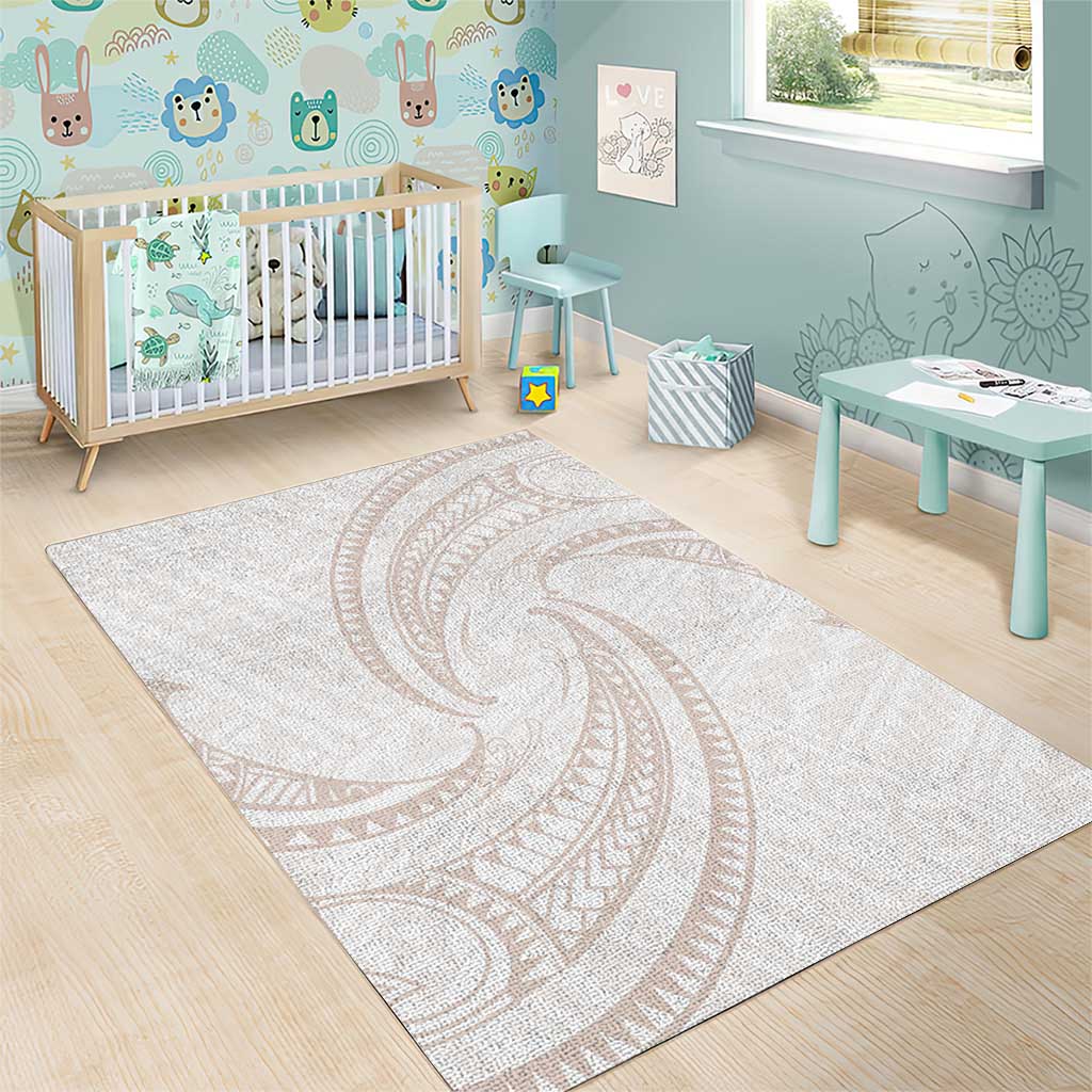White Sunday Lotu Tamaiti Area Rug Polynesian Wave Pastel Nude - Polynesian Pride
